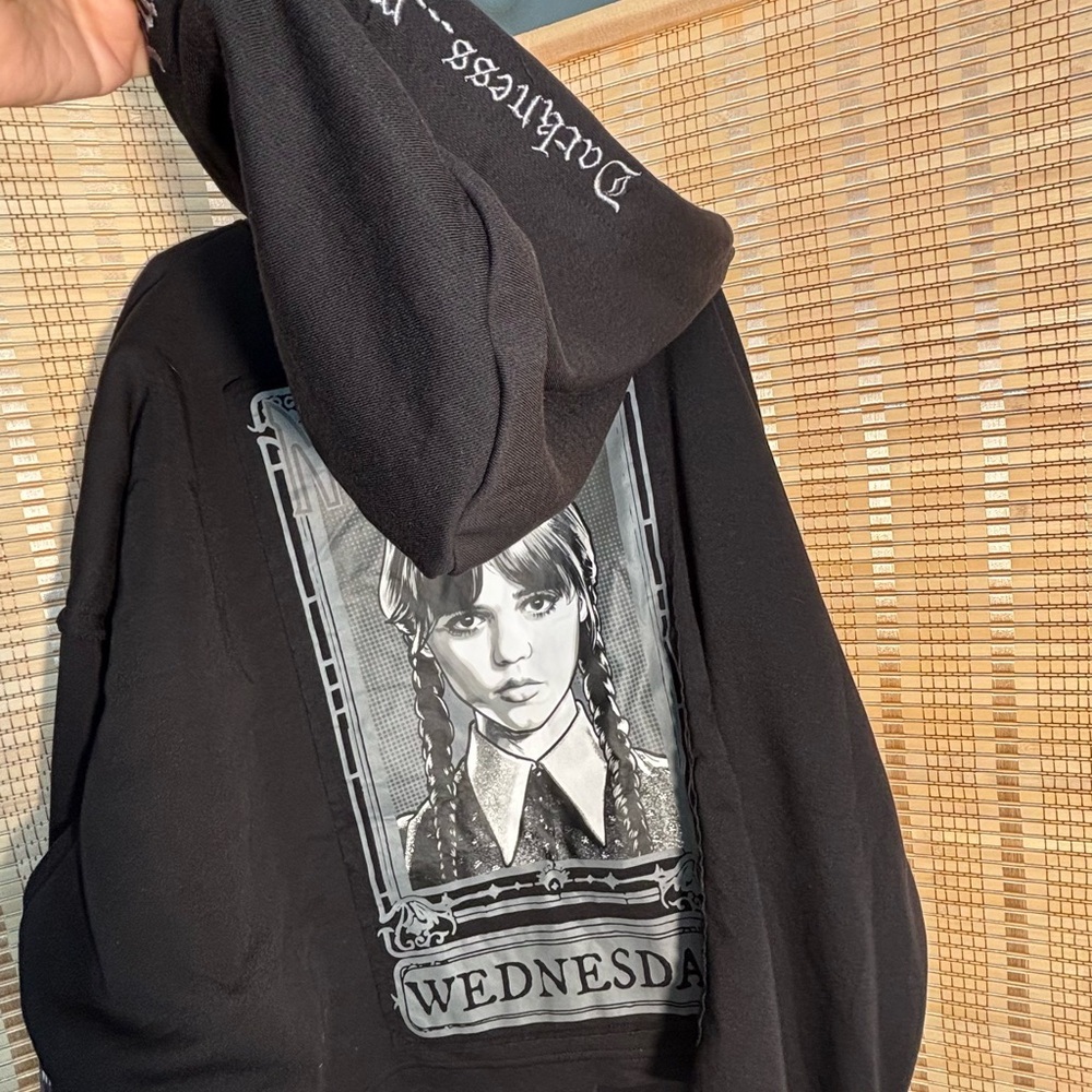 Wednesday Split Window oversized black Hoodie swe… - image 9